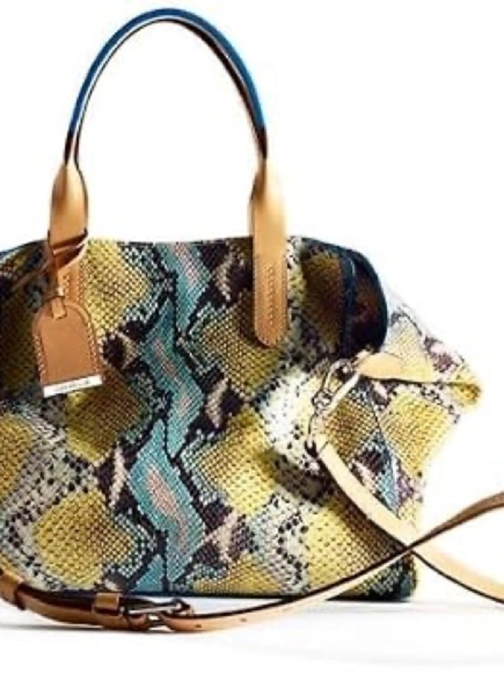 Cole Haan Snake-Print Poolside Tote Bag with Tan Handles - Women's Carryall